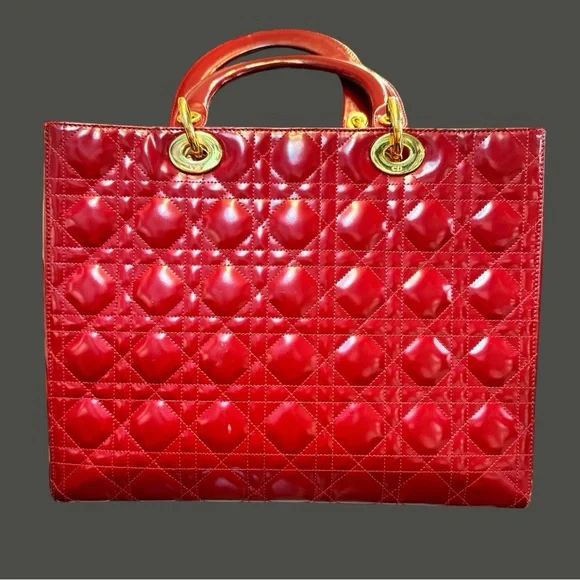 GUC Lady Dior Red Quilted Handbag w/ COA - Picture 2 of 16